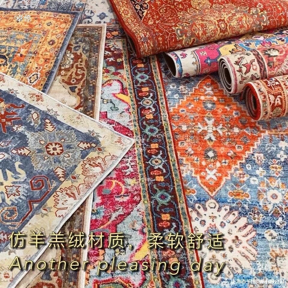 Xinjiang Handmade Wool Rug Ethnic Style Decorative Xinjiang Style Thickened Floor Mat Cashmere Living Room Coffee Table Persian Purple