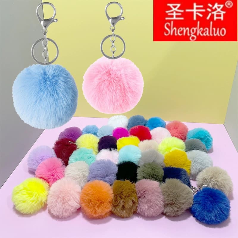 Cute Keychain Pendant Wholesale Faux Rabbit Fur Keychain Accessories Wholesale Metal Buckle Keychain Accessories In Stock