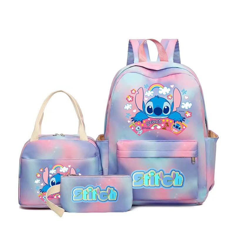 Lilo & Stitch Casual 3-Piece Set Backpack School Bag Printed College Style for Middle School Students Large Capacity