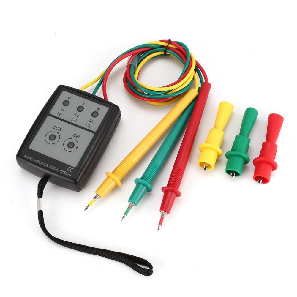 SP8030 Portable Three-Phase AC Phase Meter, Phase Sequence Meter, Phase Sequence Table, Current Detector