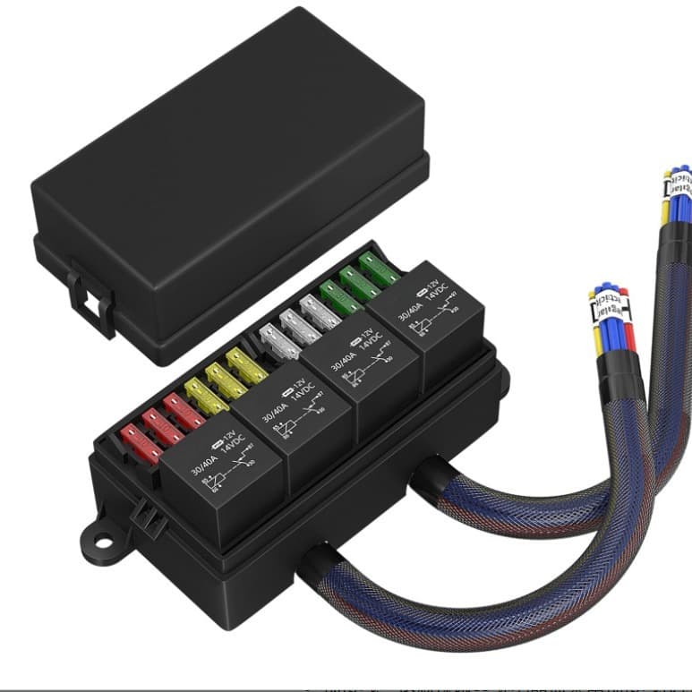 Automotive Marine Relay Fuse Box 12-Way ATC/ATO Fuse Relay Box Pre-Wired