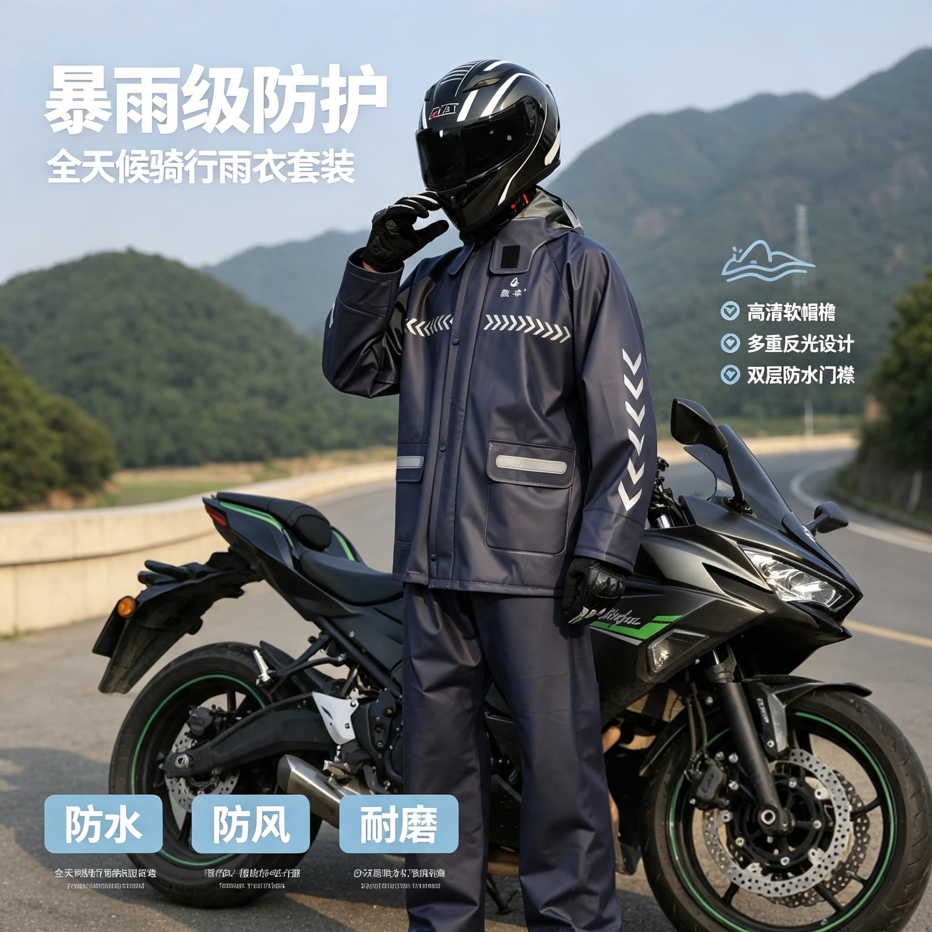 Raincoat and rain pants suit for men and women, labor protection, rainstorm protection, outdoor motorcycle takeout, riding, reflective split raincoat, customized