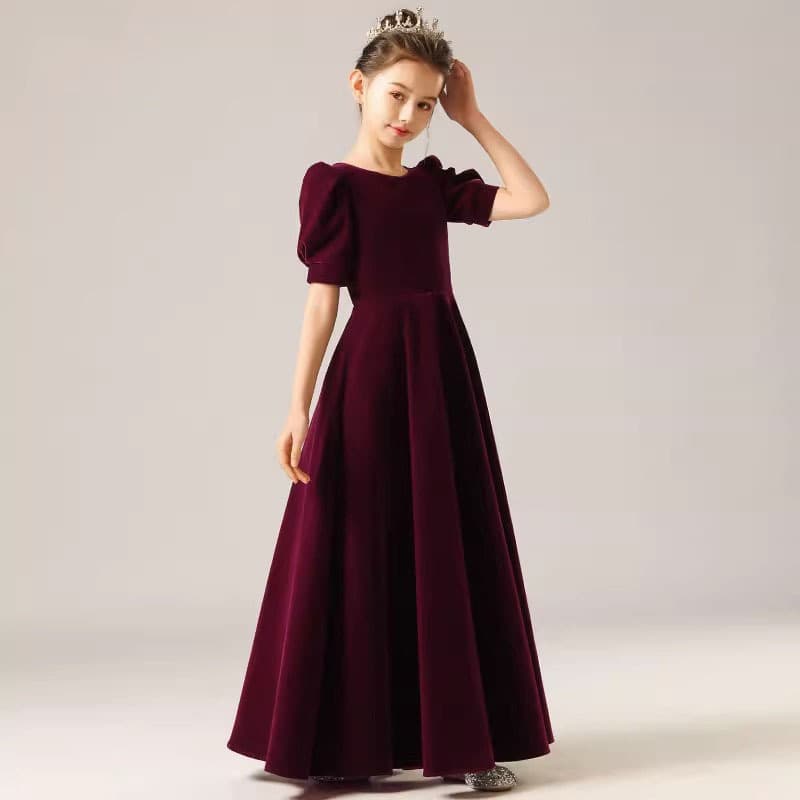 Children's High-End Formal Dress with Medium Sleeves, Slimming Piano Performance Dress for Girls, Spring Orchestra Recitation Performance Outfit