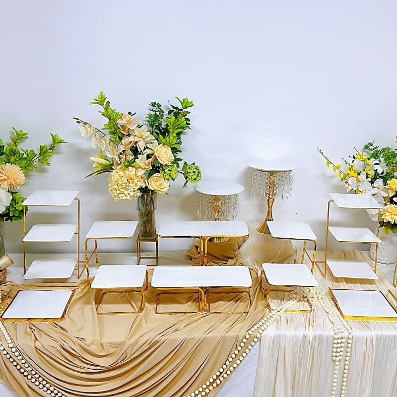 Gold Tall Pedestal Cake Tray Dessert Stand Display Rack Snack Plate Birthday Wedding Decorative Ornament