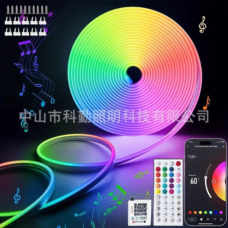 Neon Light with 3535-72 Lamp Music Bluetooth Light with RGB Light with Atmosphere Light 24V Low Voltage Self-Adhesive Color Change