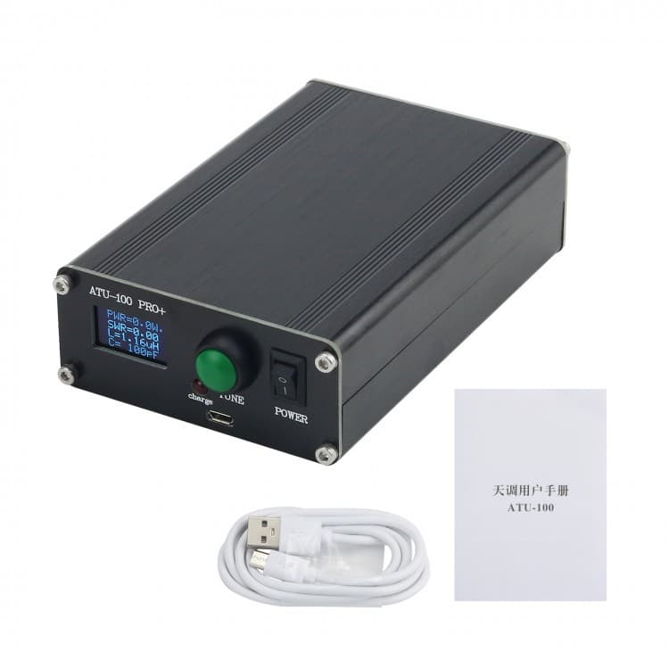 ATU-100 Pro+ 1.8-55MHz Automatic Antenna Tuner with 0.96-inch Display and Enclosure Finished Charging Version