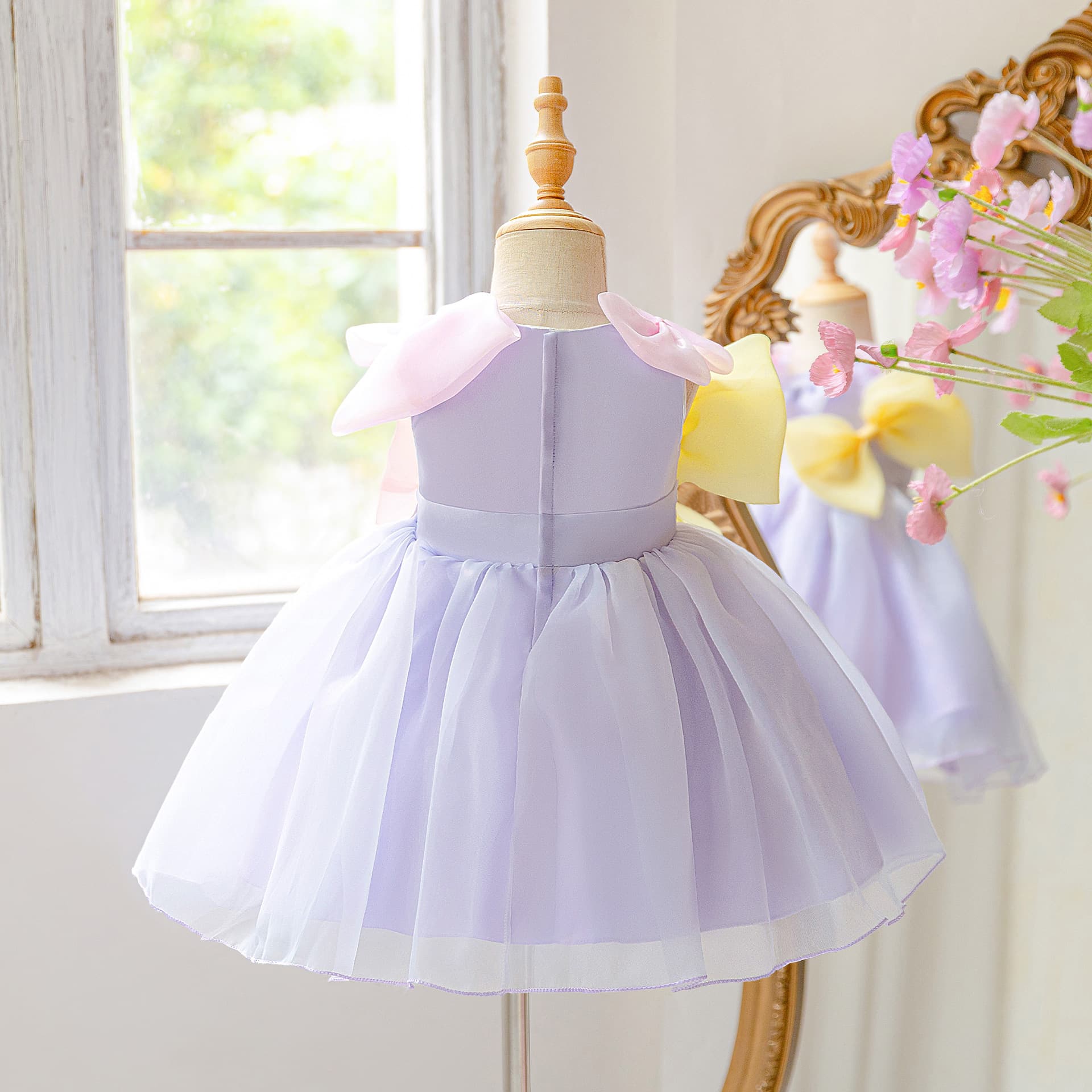 New Children's Sleeveless Princess Dress with Bowknot, Tutu Skirt for Birthday Performance