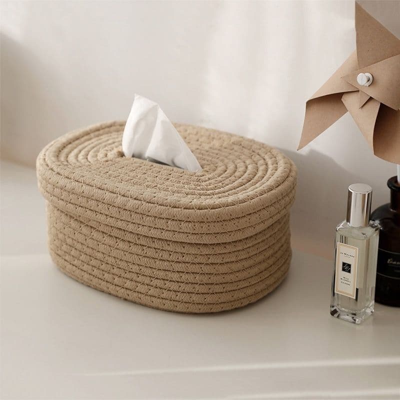 Cotton rope paper box handmade Douyin living room dining table napkin storage box tissue box living room storage basket with lid