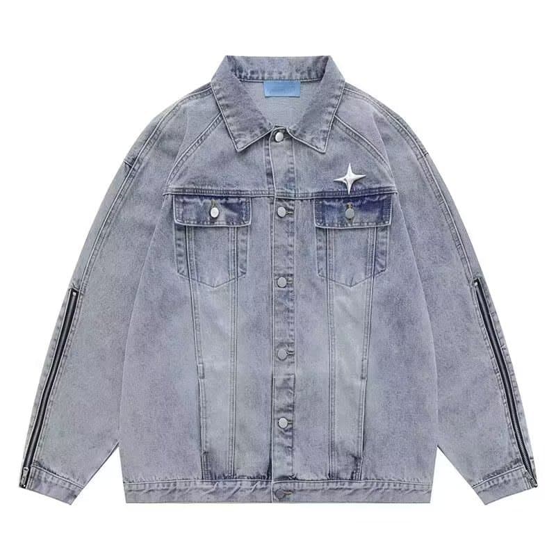 Workwear American Vintage Baseball Jacket Denim Coat for Men, Designer Style Niche Spring and Fall New Top Trendy