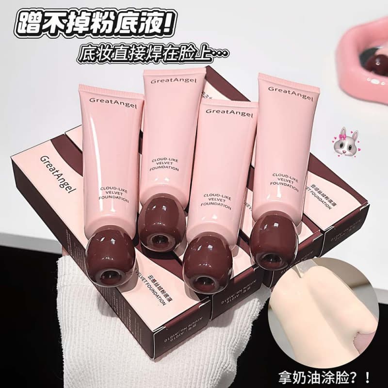 GreatAngel Cloud Velvet Liquid Foundation Waterproof and Sweatproof Soft Mist Matte Lightweight Natural Coverage Cross-Border Makeup