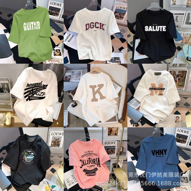 Summer Short Sleeve T-Shirt 9.9 Free Shipping Drop Shipping Short Sleeve T-Shirt Women's Street Stall Wholesale 5 Yuan Clothes Women