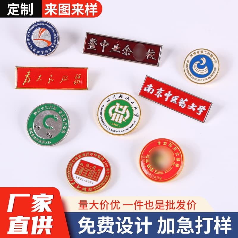 Custom Metal Badge Pattern Event Commemorative Pin Association Alumni School Anniversary Brooch School Badge for Middle and Elementary Schools