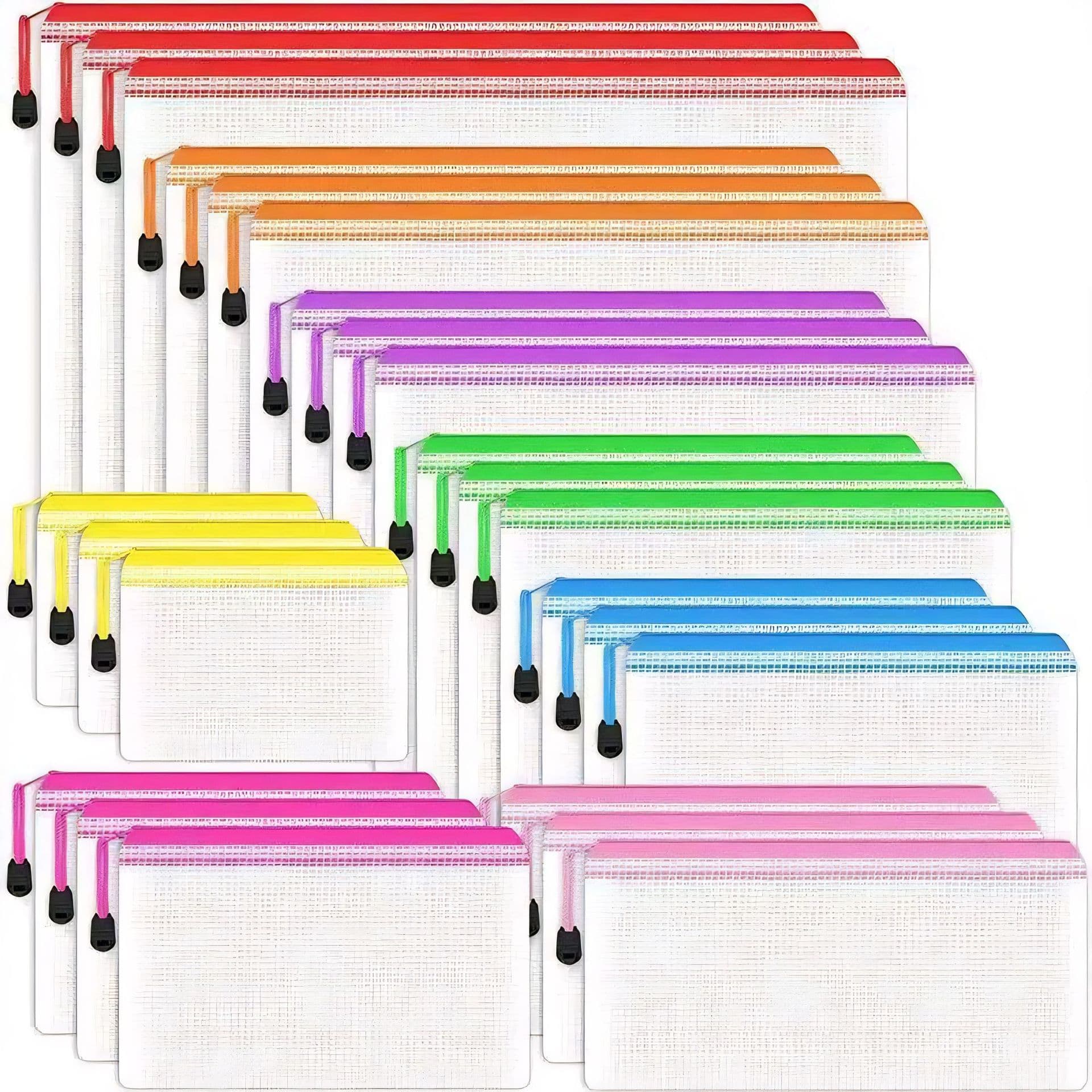 File bag, grid zipper bag, multi-color, multi-specification combination, A4 file toy storage bag, information bag, pencil bag