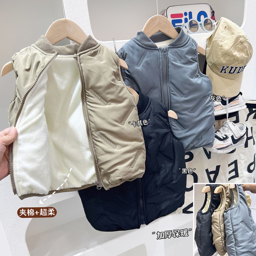 Children's Vest 2024 New Autumn/Winter Thickened Outerwear Super Soft Sleeveless Jacket Stylish Boys' Baby Liner Waistcoat