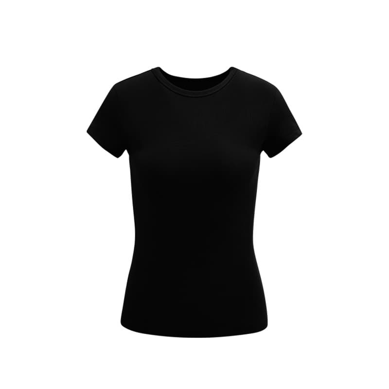 Jiezhan Women's Clothing | Round Neck Regular Shoulder Slim Fit T-Shirt 26 Spring/Summer American Style Hot Girl Waist-Tightening Slimming Sports Base Short Sleeve Women