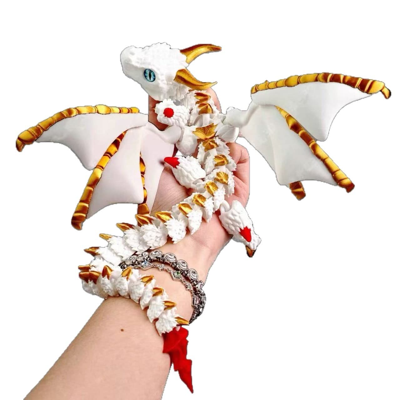 3D printed double-horned flying dragon multi-joint flexible handmade movable ornament with wings gift 3D 3D printing model