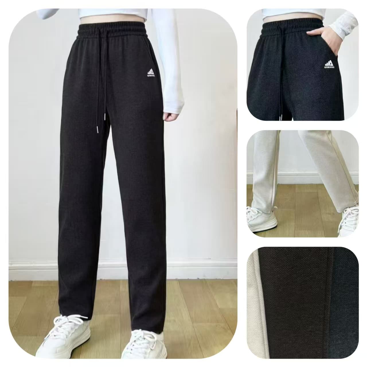 New Autumn and Winter Extra Thick Cashmere Pants for Mothers, Casual Trousers for Middle-Aged and Elderly Women, Straight-Leg Tapered Pants