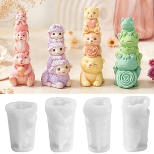 Stacking Squirrel, Lamb, Bear, Frog Silicone Mold for Cross-Border Sellers DIY Handmade Candle Gypsum Mold Stock