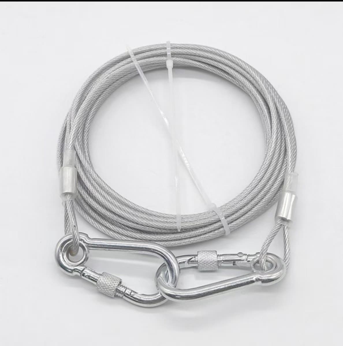 PVC galvanized anti-fall steel wire rope, suspension rope, plastic-coated steel safety rope with hook, cable, hoist, and buckle.