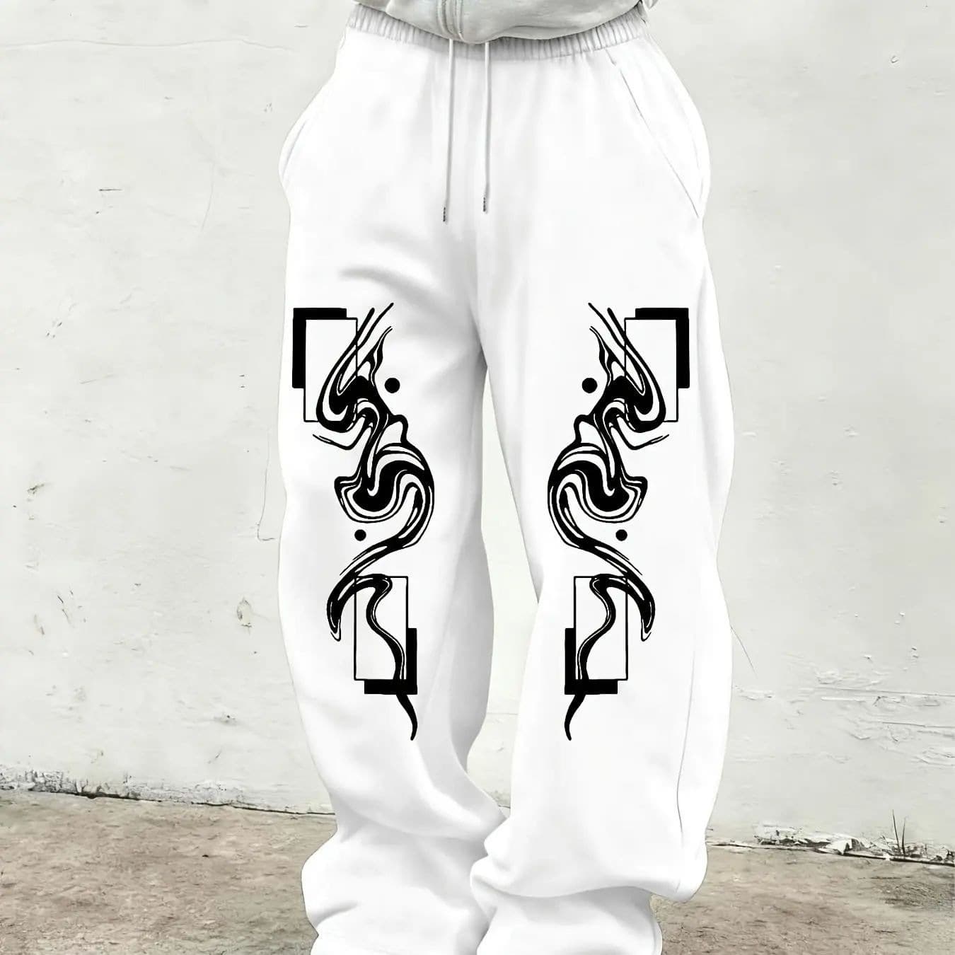 New spring and autumn Y2K dark gothic print loose slimming men's and women's lace-up sweatpants wide-leg sweatpants