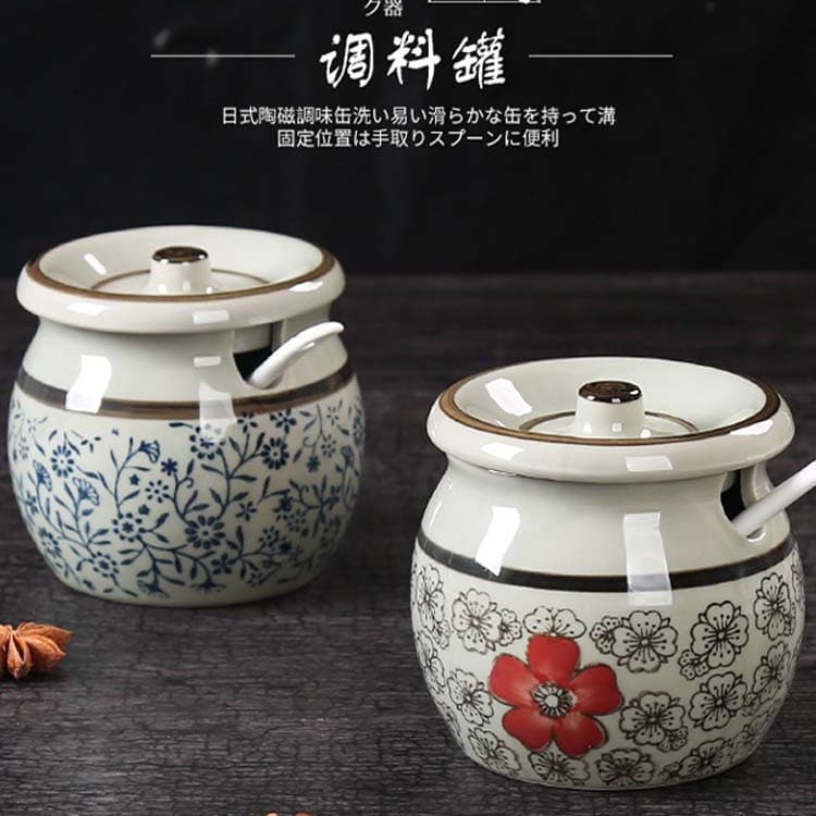 Kitchen Ceramic Lard Pot, Spice Container, Salt Jar, Chili Oil Bottle for Home Use