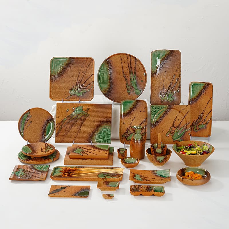 Japanese sushi plate, izakaya creative table setting, sashimi plate, roasted bird plate, flat plate, high-end barbecue plate, ceramic tableware