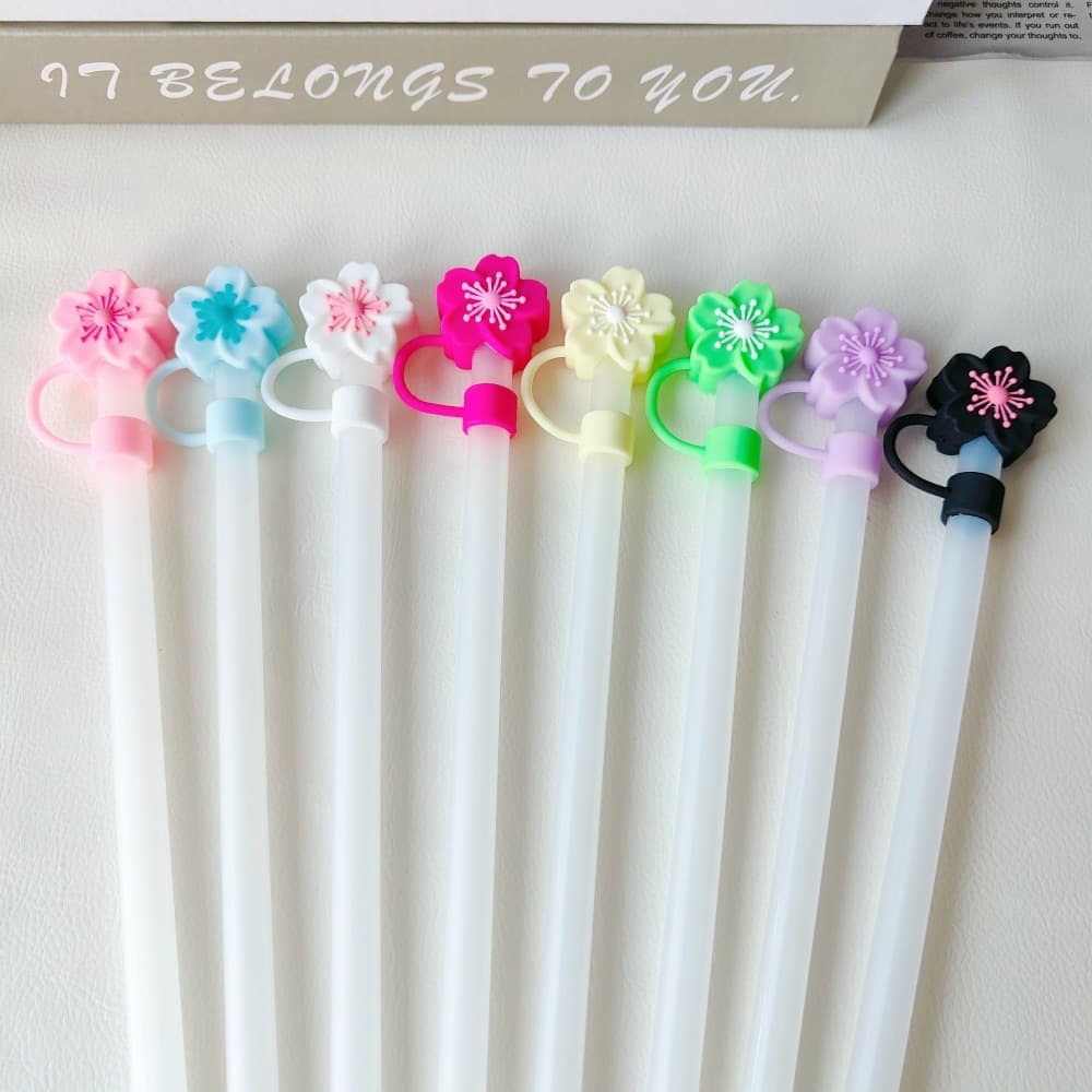 Straw Cover Dust Plug for Stanley Cup, Begonia Flower Straw Cap, PE Straw Cap