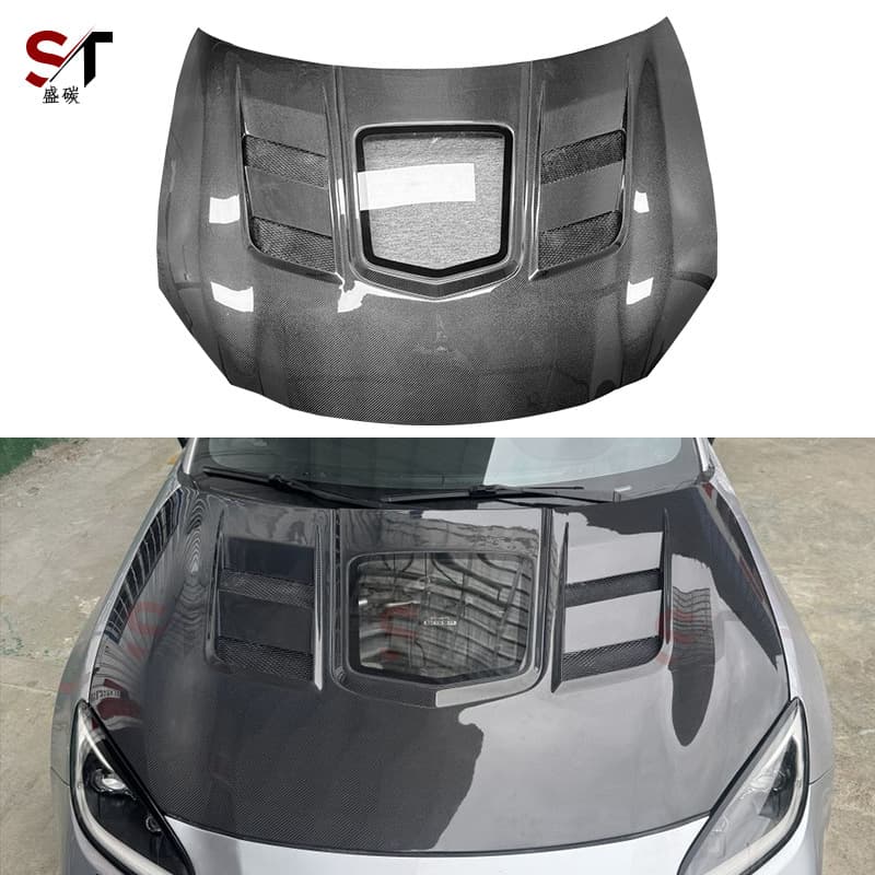 Suitable for Toyota Gr86 Subaru Brz Carbon Fiber Hood Transparent Glass Type Engine Hood Front Cover Surrounding Car Cover