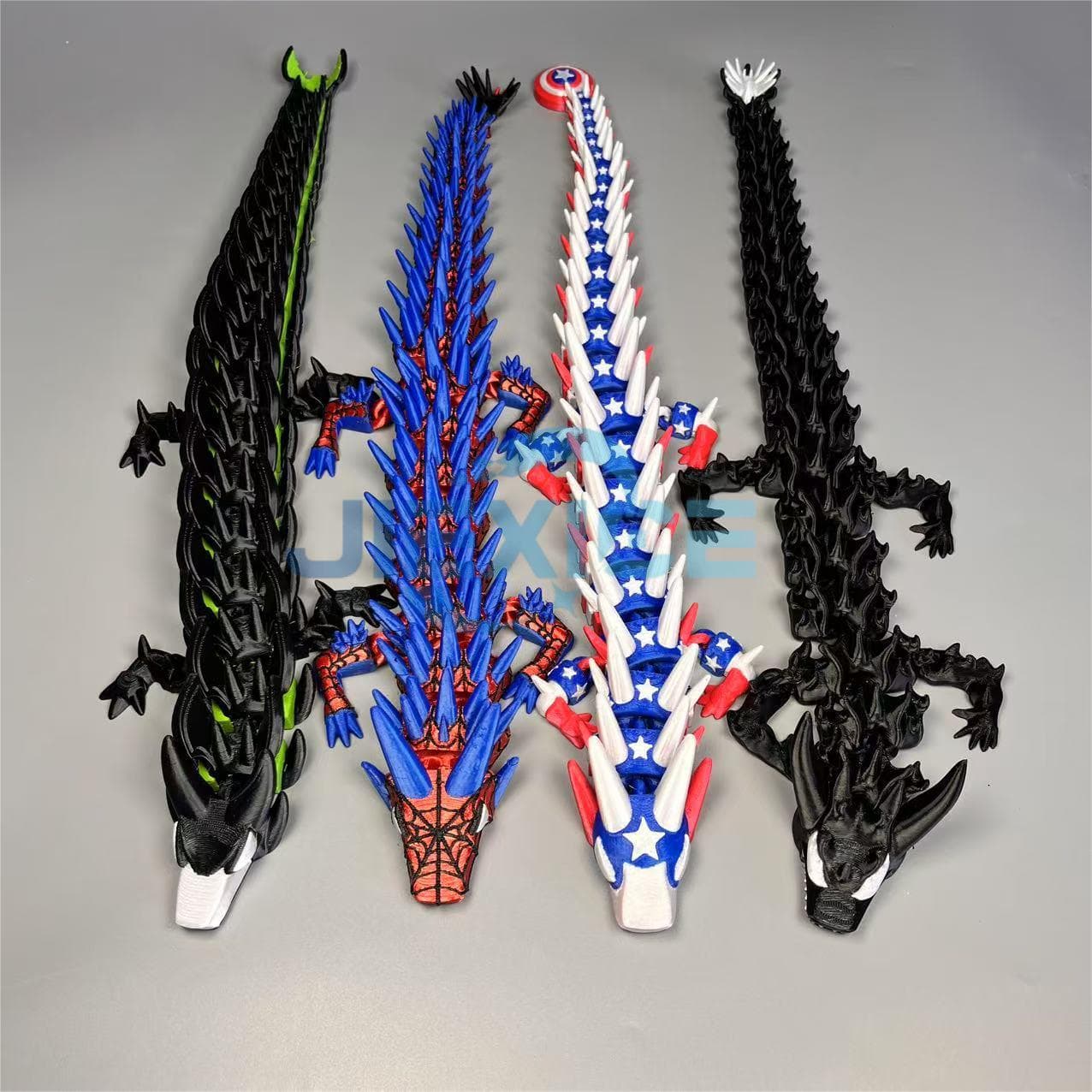 Cross-border hot selling 3D printed Avengers Marvel series Articulated Dragon Iron Man Captain America Spider-Man