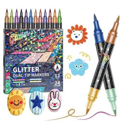 Cross-border Glitter Effect Brush Markers double-headed two-color glitter marker soft-head watercolor pen