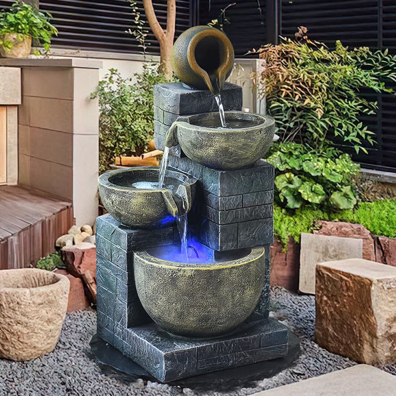 New garden waterscape courtyard decoration ornaments crystal ball fortune fountain retro flowing water circulating water European retro