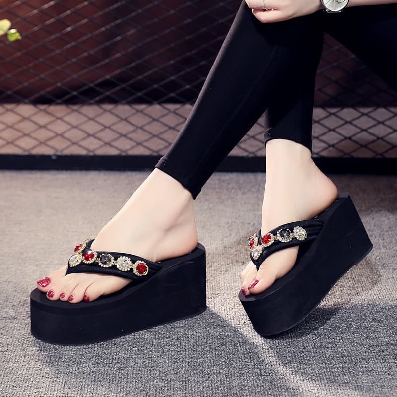 6cm Women's Flip Flops, Personalized Fashion, Anti-Slip, Anti-Odor, Outdoor Beach Thick-Soled Sandals, 2025 Spring/Summer New Arrival