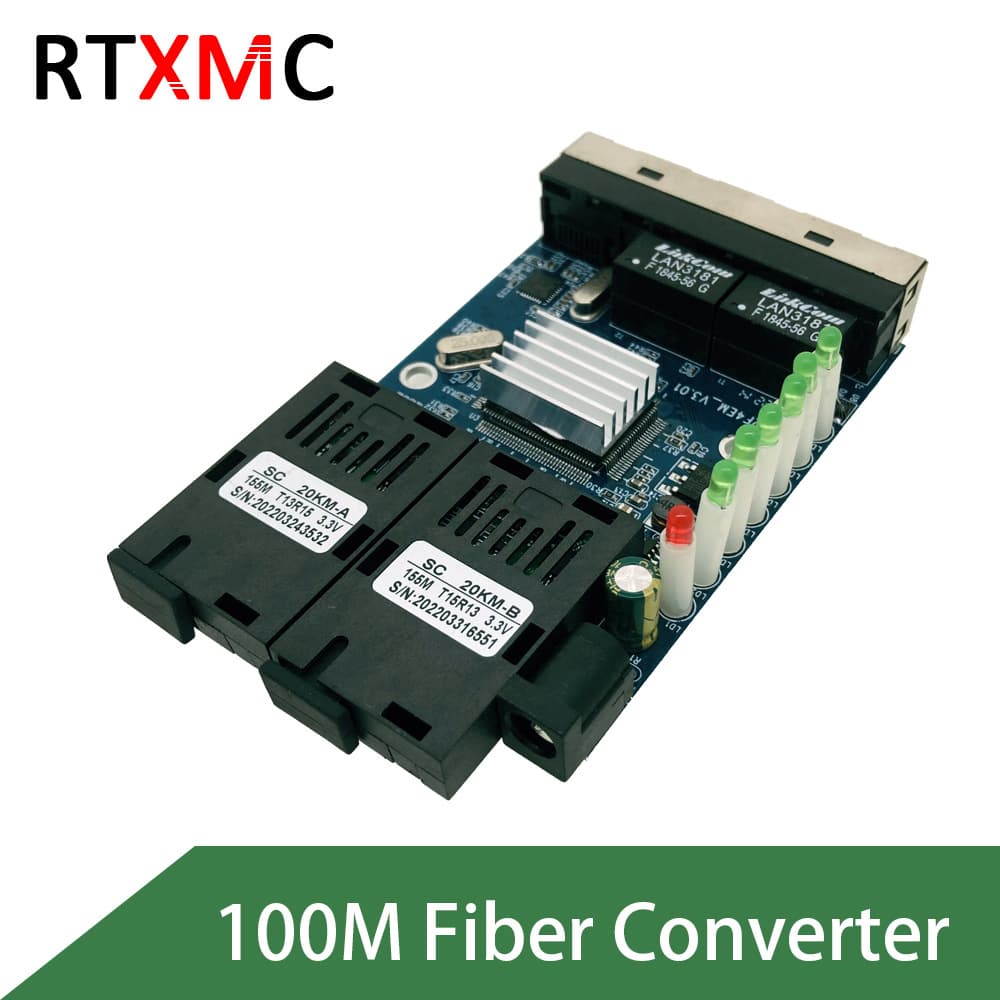 Reverse POE 100M 2 Fiber 4 Port Ethernet Media Converter 100M Single Mode Single Fiber Switch Optical to Electrical Converter