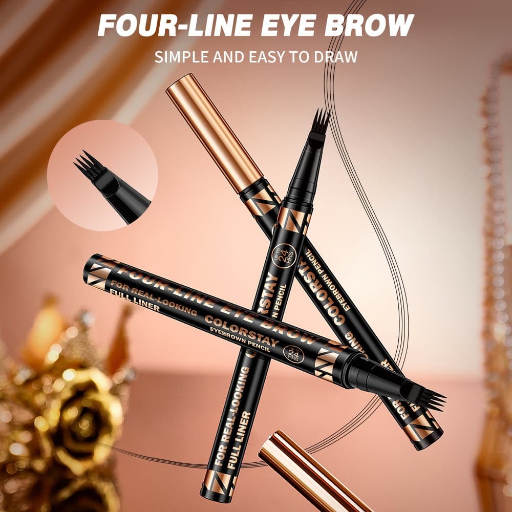 TVLV Cross-Border Hot Selling Four-Line Eyebrow Pencil, Must-Have for Lazy People, Waterproof, Sweat-Proof, Long-Lasting, High Pigment, No Smudge, Makeup Wholesale