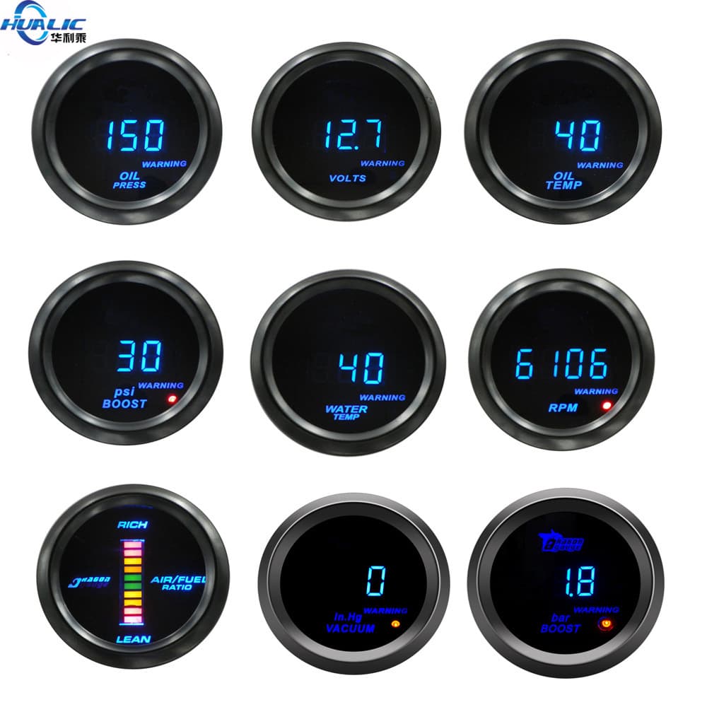 Car Modification Instrument 52mm Digital Display Blue Speed Water Temperature Oil Temperature Air-Fuel Ratio Oil Pressure Voltage Boost Meter
