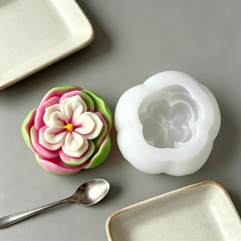 New Flower Aromatherapy Candle Mold DIY Rose Peony Floral Soap Chocolate Cake Ice Mold