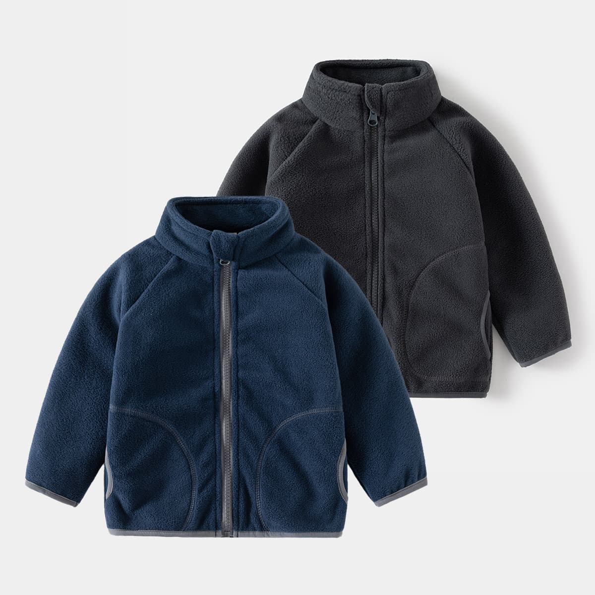 Boys and Girls Long Sleeve Polar Fleece Zipper Hoodie Jacket, Toddler and Kids Casual Sweater Top
