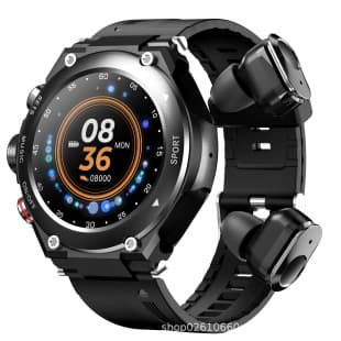 Hot Selling T92 2-in-1 Earphone Watch MP3 Local Music Body Temperature Detection Call Touch Screen Smart Watch