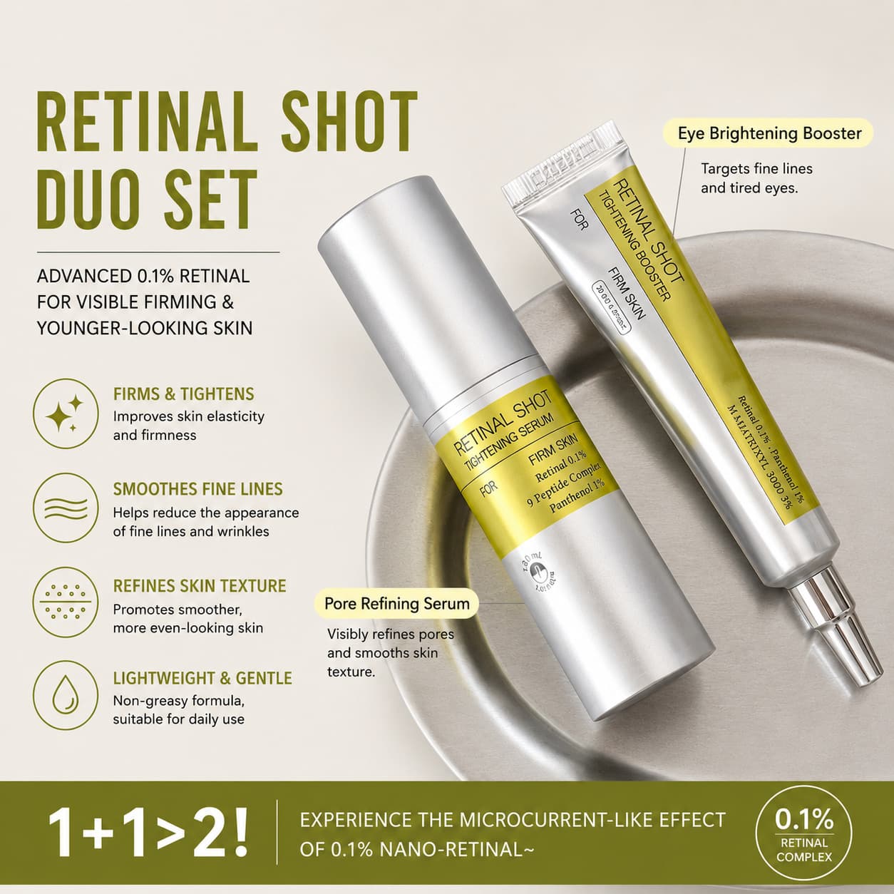Cross-border RETINAL SHOT Retinol Eye Serum Firming Skin, Dark Circle and Eye Bag Reduction, Eye Cream Brightening