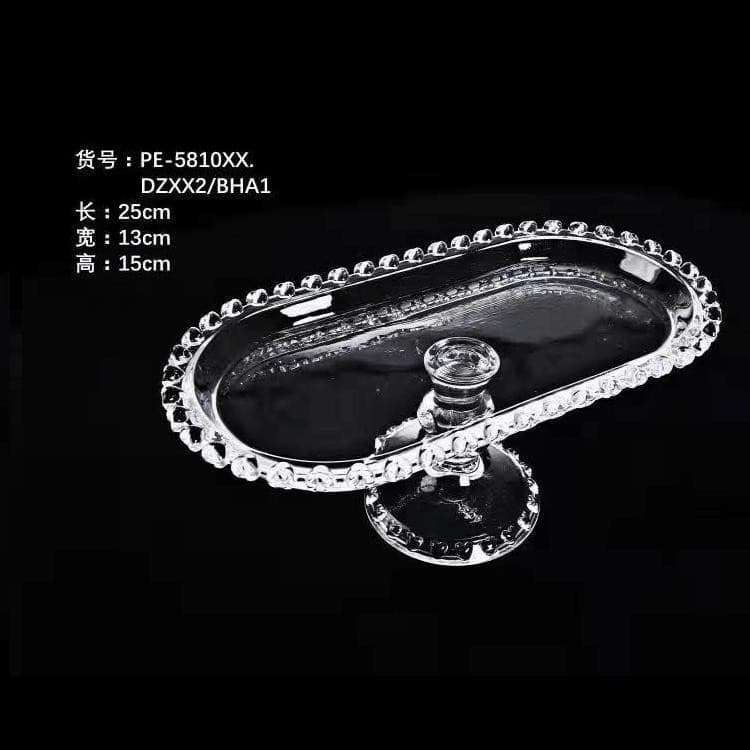 Tall Heart-Shaped Glass Fruit Bowl with Dot Pattern 32cm Glass Dust Cover Round Dot Glass Bowl Oval Glass Fruit Bowl