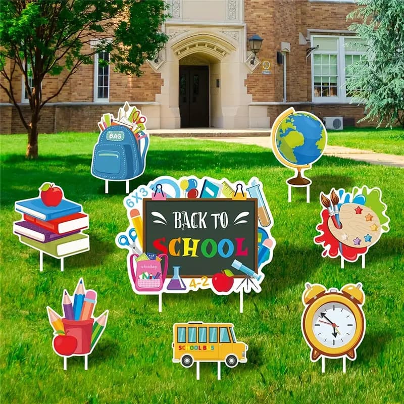 New Cross-Border Back-to-School Yard Sign Garden Welcome Back Sign PP Board Decoration