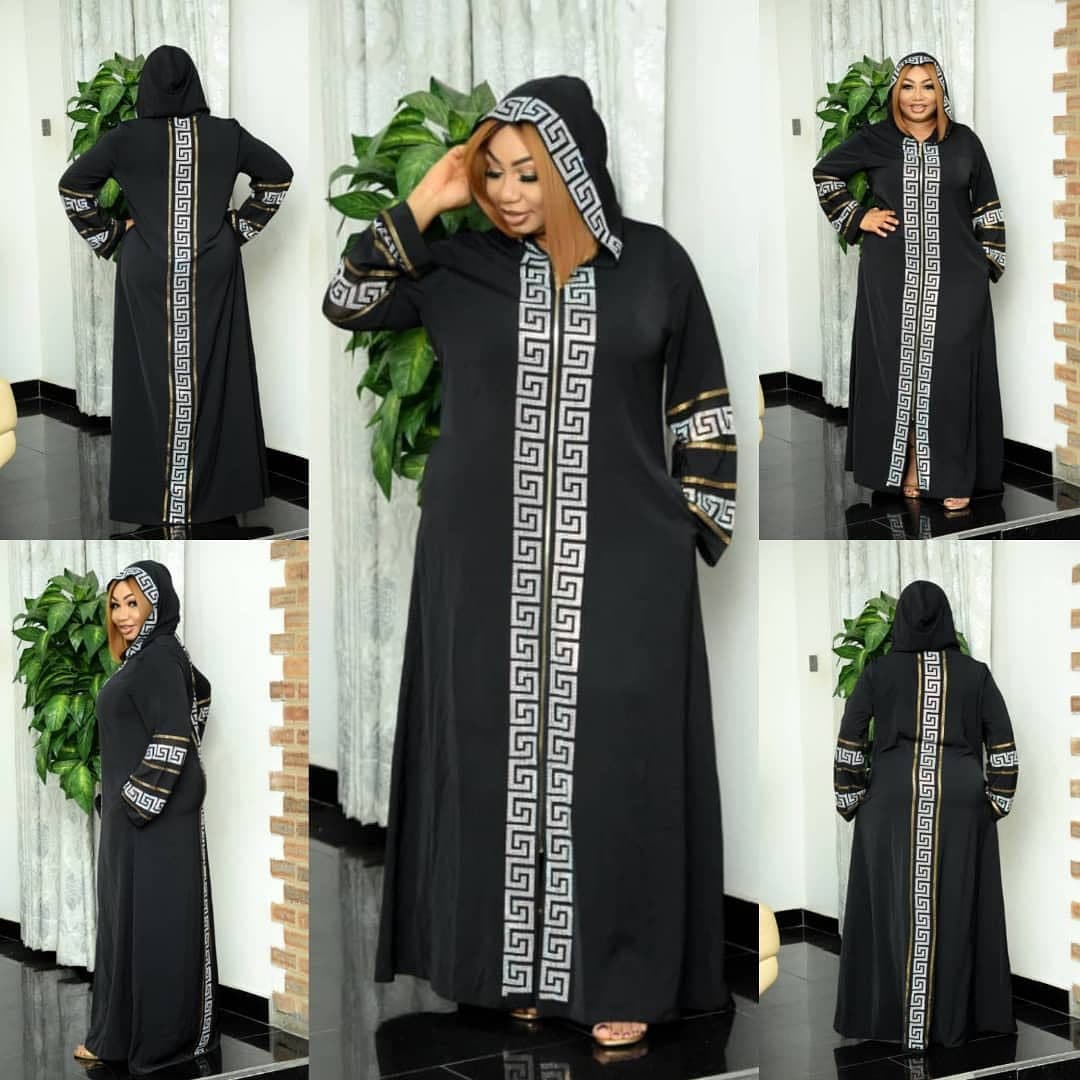 Cross-border export African ethnic clothing flare dress Muslim style robe fashion hot-fix rhinestone with hat