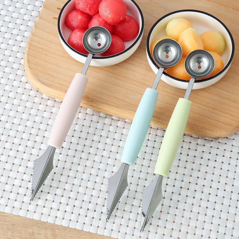Stainless Steel Fruit Baller Watermelon Cutting Tool, Fruit Ball Scoop, Ice Cream Round Spoon, Fruit Carving Knife