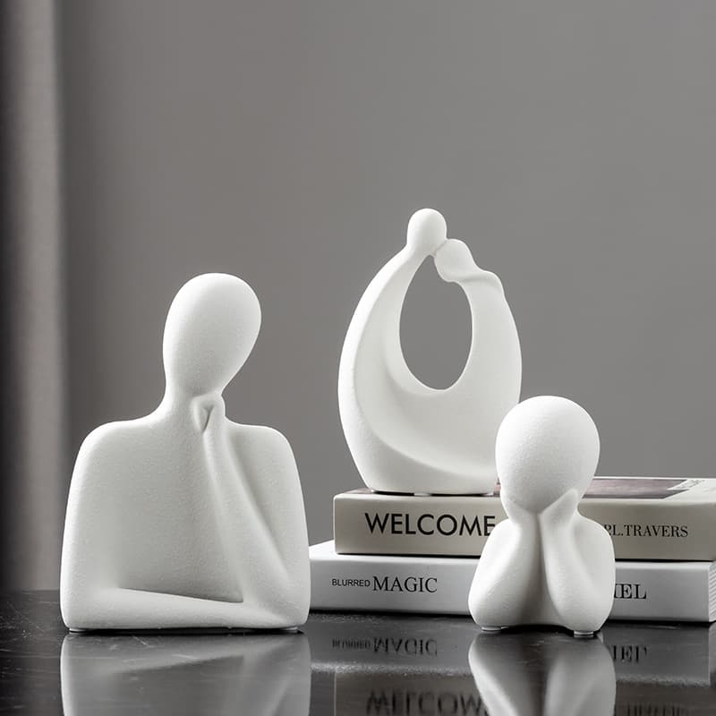 Modern light luxury abstract figure sculpture couple ornaments home accessories simple solid color ceramic decoration wedding gift