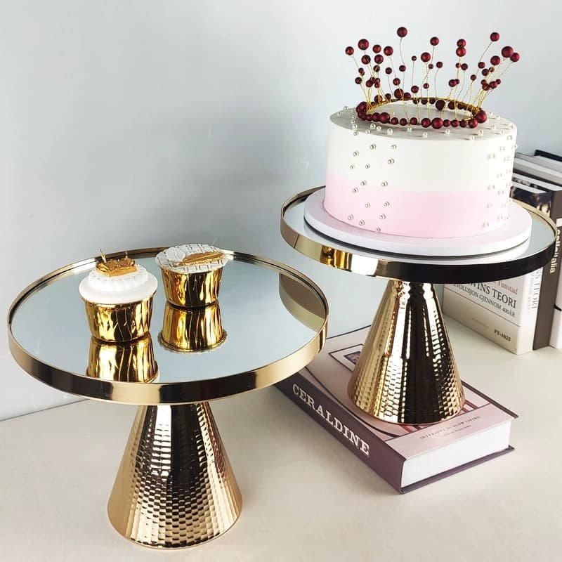 ins Nordic creative mirror glass cake stand gold electroplating home living room dining table dessert table gourmet decoration