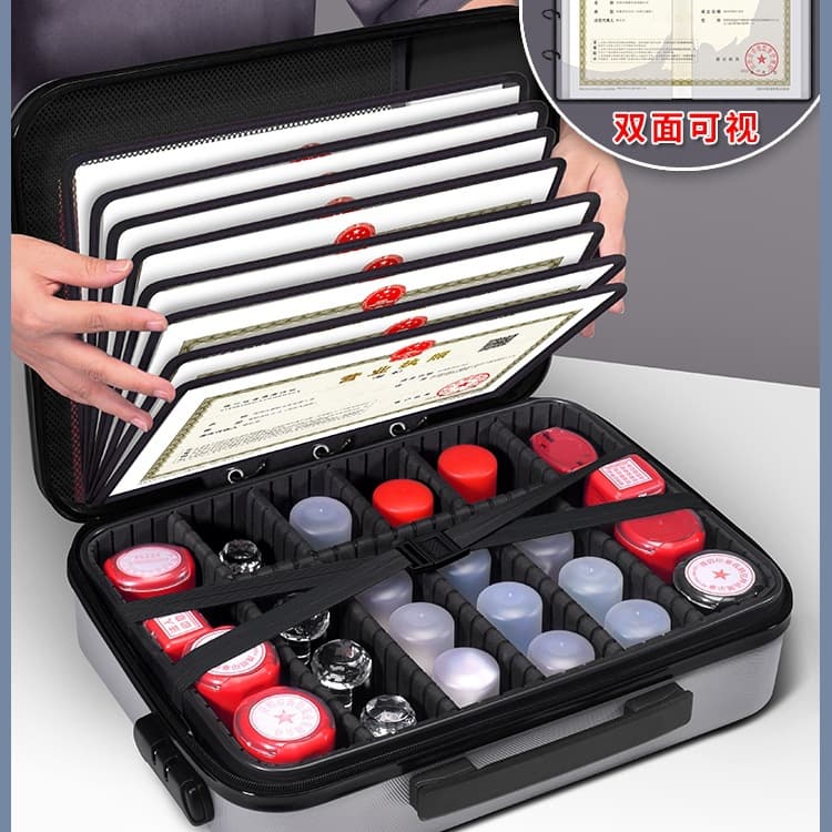 Business License Stamp Storage Box, Official Seal Case, Seal and License Integrated Pouch, Signature Stamp Bag
