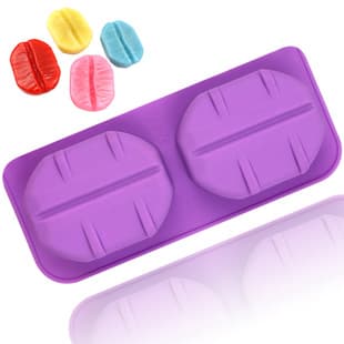 Jianmei In Stock Cookie Mold 2-Cell Coffee Bean DIY Creative Aromatherapy Soap Mold Mousse Cake Mold