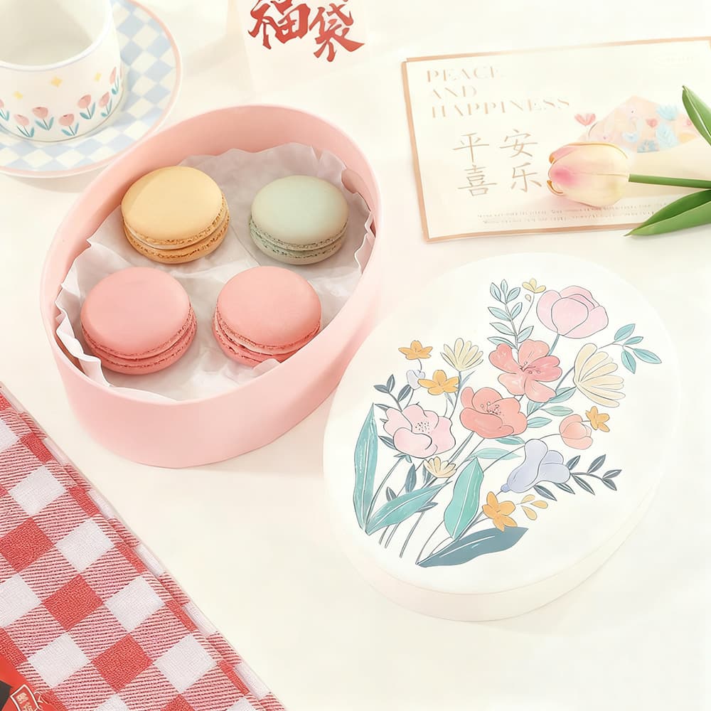 Mid-Autumn Snack Gift Box ins Oval Gift Box Cookies Snowflake Mooncake Gift Box Paper Box