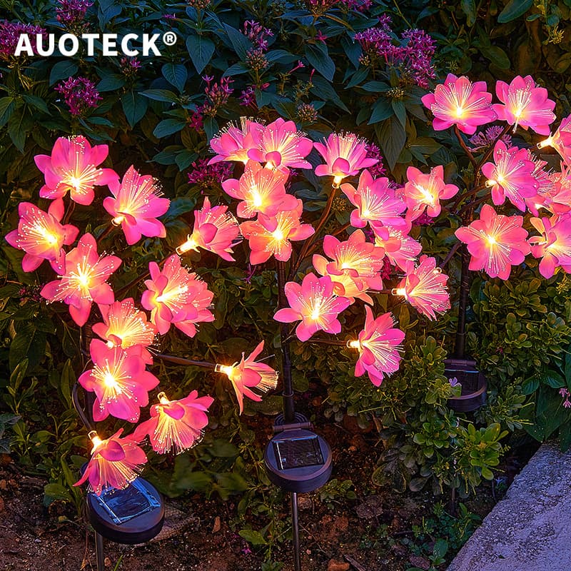 Solar Powered LED Decorative Flower Lamp Camellia Outdoor Waterproof Garden Lawn Lamp Solar Ground Plug Light