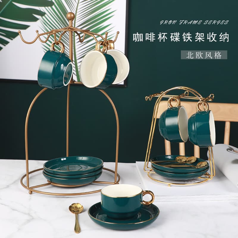 Factory wholesale creative coffee cup and saucer rack, kitchen storage rack, household hanging rack, upside-down drain cup holder, drain storage